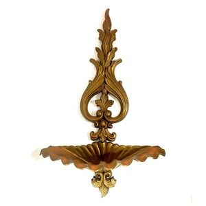 SEXTON Mid Century Cast Aluminum Wall Planter Regency 1960s 26.5" Gold Large